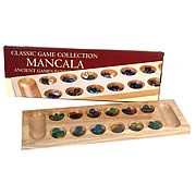 Mancala Game Deluxe Wood Board with Glass Beads Version